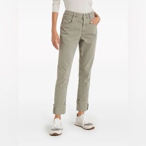 NWT Brunello Cucinelli Monili Chain Straight Leg Jeans Sage Green Sz 16 Selvedge